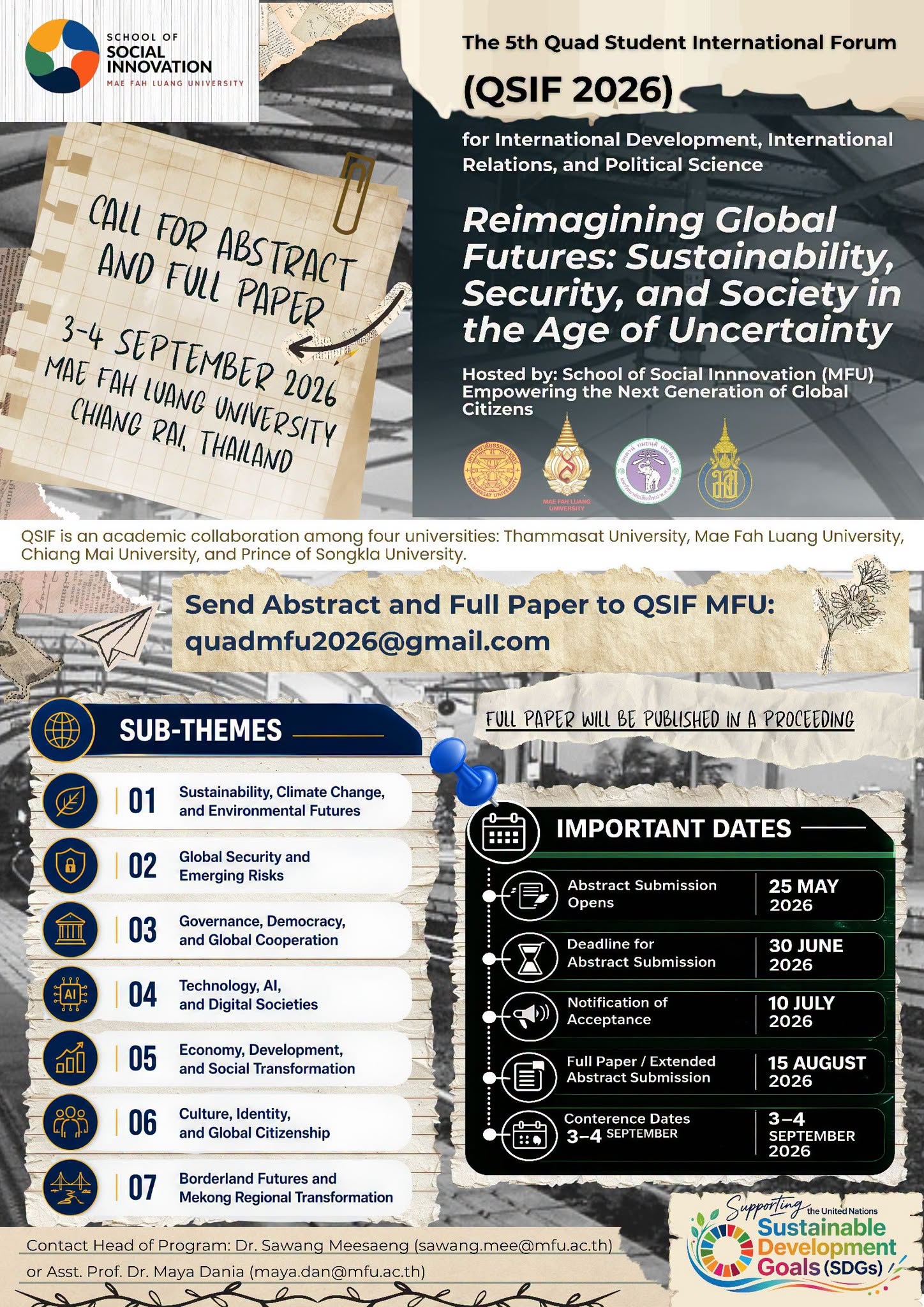 CALL FOR ABSTRACTS & FULL PAPERS for the 5th Quad Student International Forum (QSIF 2026).