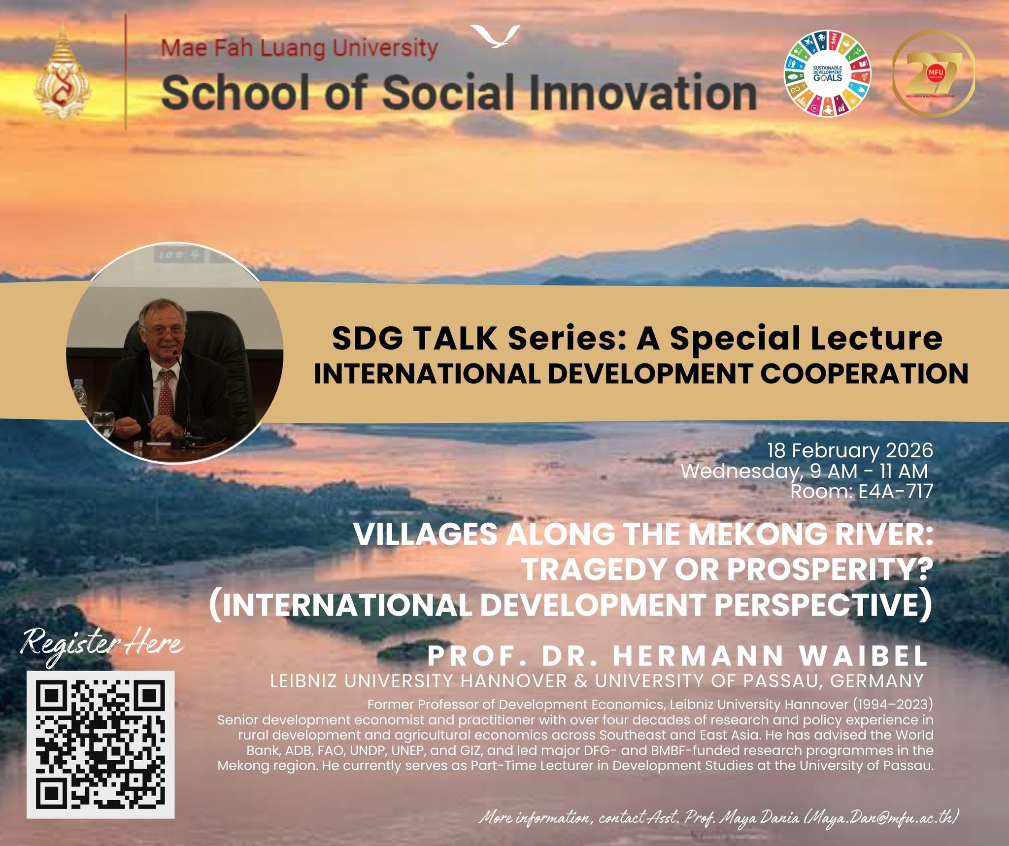 SDG Talk Series Special Lecture at the School of Social Innovation, Mae Fah Luang University