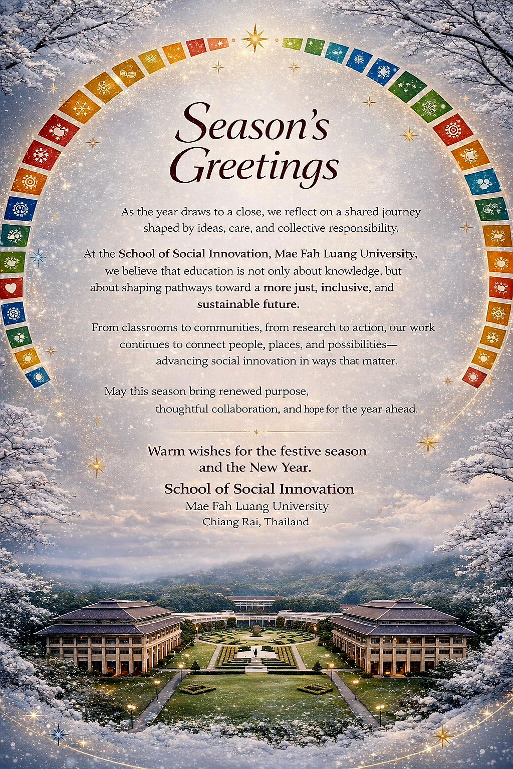 Season’s Greetings from the School of Social Innovation. 
