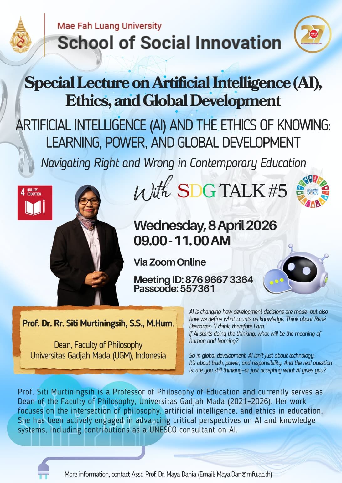 SDG Talk #5 Series on Artificial Intelligence (AI), Ethics, and Global Development